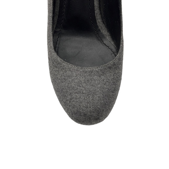 YVES SAINT LAURENT GREY WOOL PLATFORM PUMP - Picture 5 of 9